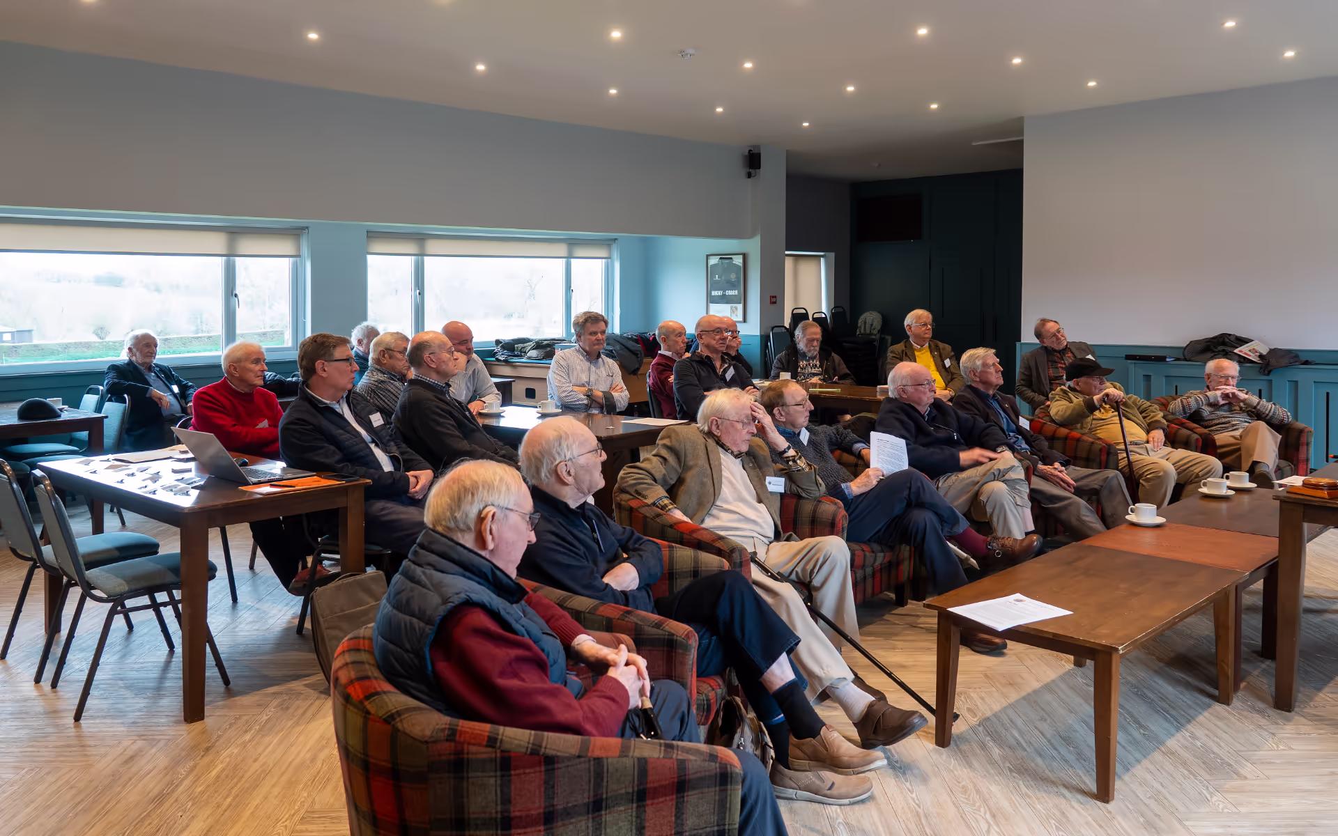 An audience of gentlemen at a Shipston Probus event
